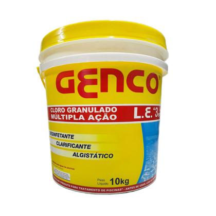 Imagem de Kit Tratamento Piscina Genfloc Algicida Manutenção Balde Cloro Genco