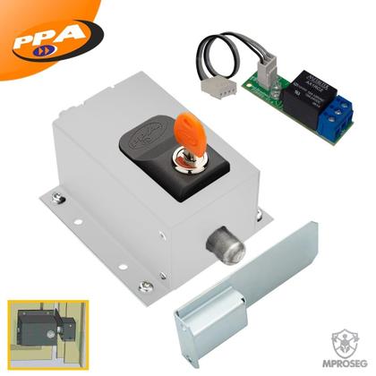 Imagem de Kit Trava Automatica Ppa Dog Steel Custom Branca E Módulo Rele Portão