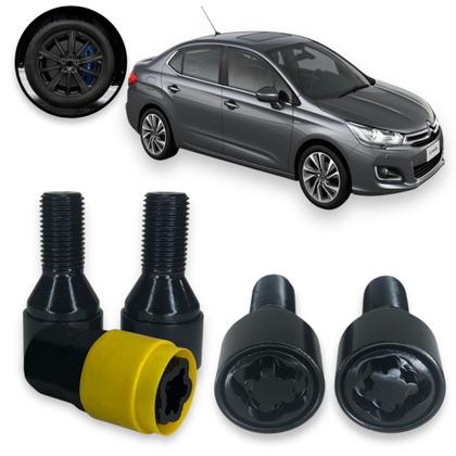 Imagem de Kit Trava Parafuso Roda Antifurto 1011B Cabeça Giratória Preto Citroen C4 Pallas