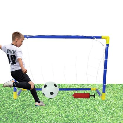 Imagem de Kit Trave Bola 40cmx60cm Infantil Gol Rede Com Bomba De Ar