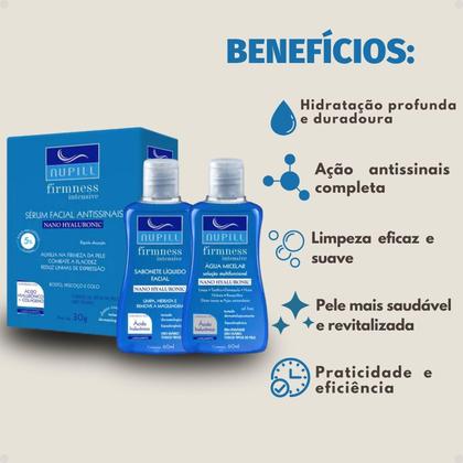 Imagem de Kit Travel Nupill Firmness Intensive Nano Hyaluronic: Sabonete, Sérum e Água Micelar