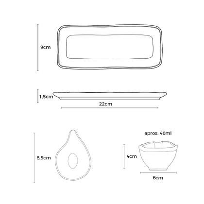 Imagem de Kit Travessa Retangular com Molheira Orgânico Echo 22x9cm