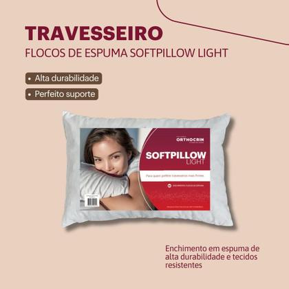 Imagem de Kit Travesseiro Firme Orthocrin Softpillow Light Alto Suporte 40x60x15