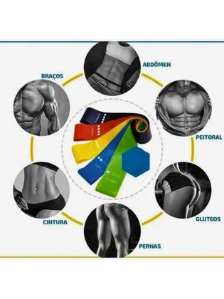 Imagem de Kit Treine Em Casa Completo Elástico Extensor Cross Tube + Kit com 5 Faixa + Corda de Pular