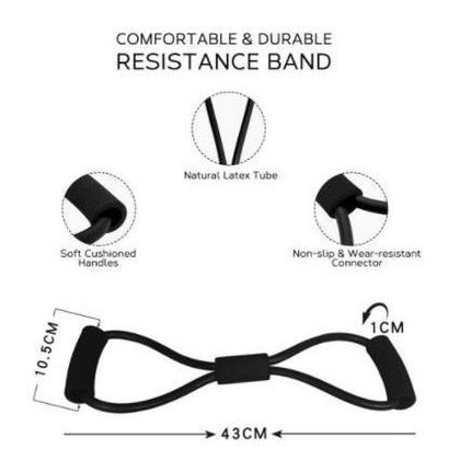 Imagem de Kit Treine Em Casa Fitness Com Elástico Extensor Cross Tube  + Corda de Pular + Kit com 5 Faixa Mini Band