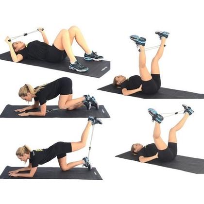 Imagem de Kit Treino Academia em Casa Colchonete + Elástico de tensão + Corda de Pular + Elástico de Pé