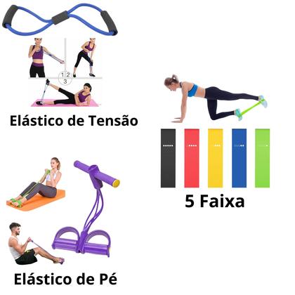 Imagem de Kit Treino Com 5 Mini Band Elástico de Pé Elástico de Tensão Malhação Em Casa