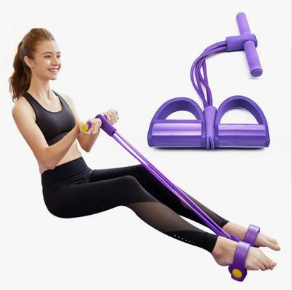 Imagem de Kit Treino Funcional em Casa Com 5 Mini Band + Elástico extensor de Pé Academia