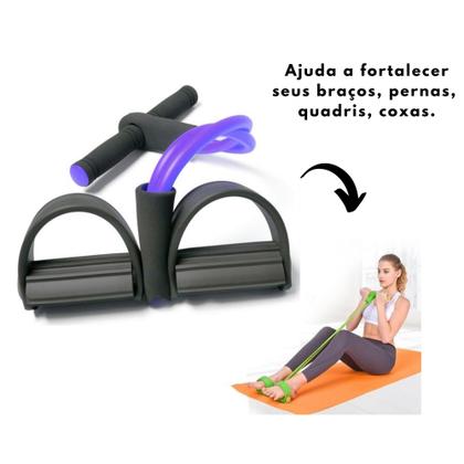 Imagem de Kit Treino Funcional em Casa Com 5 Mini Band + Elástico extensor de Pé Academia