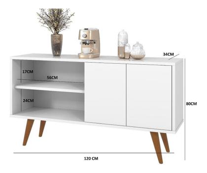 Imagem de Kit Três Prateleira Branca Acompanhado Com Rack Para Casa Com Pé Palito