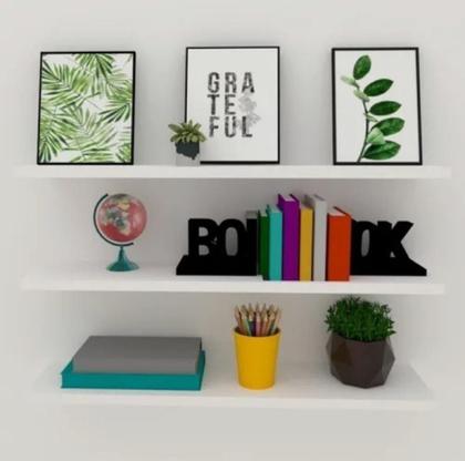 Imagem de Kit Três Prateleira Branca Mais Armário Buffet Três Nicho Aramado Com Pé Retro