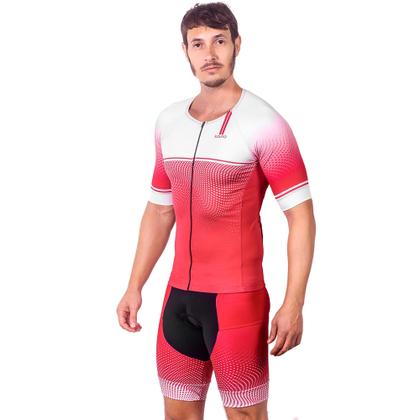 Imagem de Kit triathlon top com mangas e bermuda elite marsala uv 50+ kauna