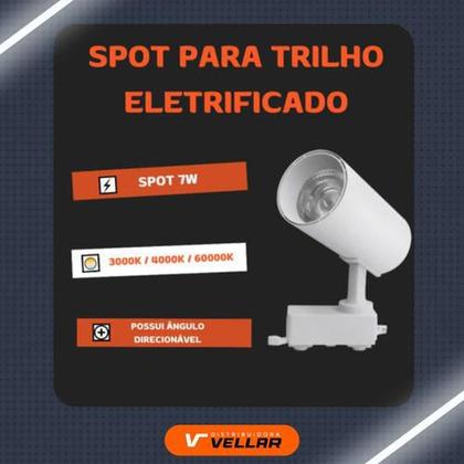 Imagem de Kit Trilho Eletrificado 1m + 3 Spot Led 7w Preto Ou Branco