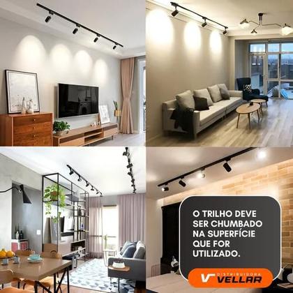 Imagem de Kit Trilho Eletrificado 1m + 4 Spot Led 7w Preto Ou Branco