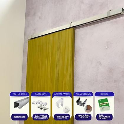 Imagem de Kit Trilho Porta De Correr Roldana 2 Metros portas Até 80kg