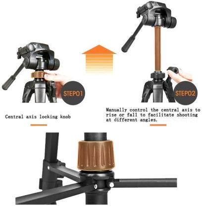 Imagem de Kit Tripé 1,80 metros profissional + Luz Led Ring light Iluminador Acessórios Filmagem Câmera Celular