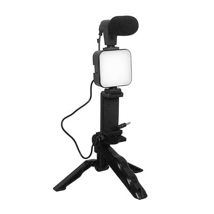 Imagem de Kit Tripé Gravação 4 em 1 com Microfone LED Suporte Celular Universal