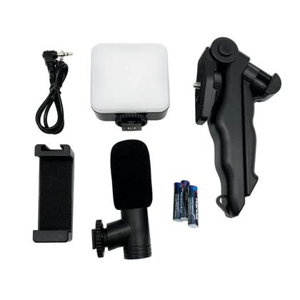 Imagem de Kit Tripé Gravação 4 em 1 com Microfone LED Suporte Celular Universal