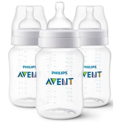 Imagem de Kit Triplo Mamadeira Anti-Colic Transparente 260ml SCY103/03 Philips Avent