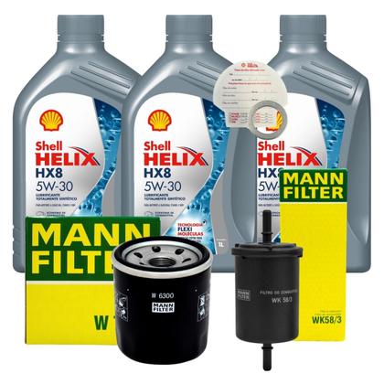Imagem de Kit Troca De Oleo 5w30 Original Shell Filtro Oleo E Combustível Mann Hb20 1.0