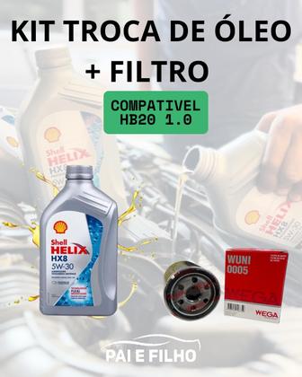 Imagem de Kit Troca de Óleo HB20 Oléo Shell Helix HX8 5W30  Filtro  1.0 1.6 Flex 2013 a 2022