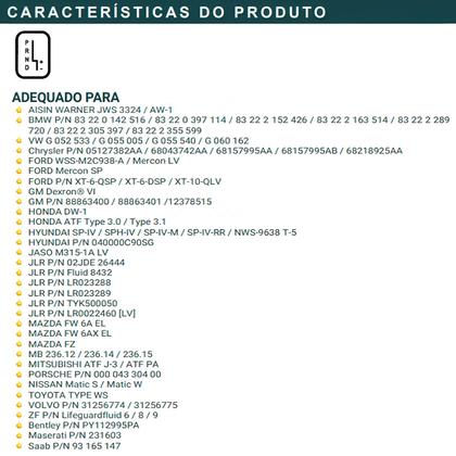 Imagem de Kit Troca Oleo Cambio Automatico Fluidmatic LV MV ATF Dexron 6 Chevrolet Onix 1.4 12V 2012 a 2022