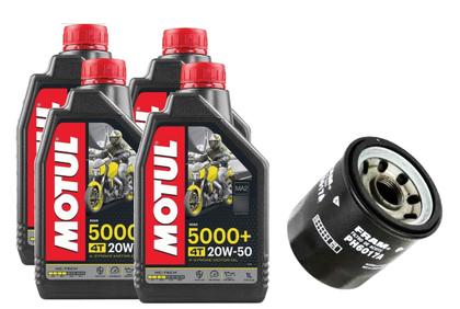 Imagem de Kit Troca Óleo E Filtro Cb 600f Hornet Motul 5000 20w50 4lts