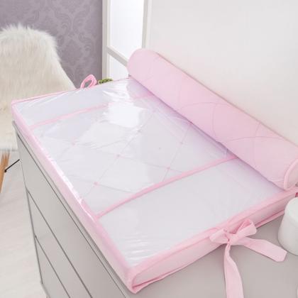Imagem de Kit Trocador Reto Para Cômoda com Rolinho Rosa Bebe