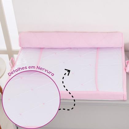 Imagem de Kit Trocador Reto Para Cômoda com Rolinho Rosa Bebe
