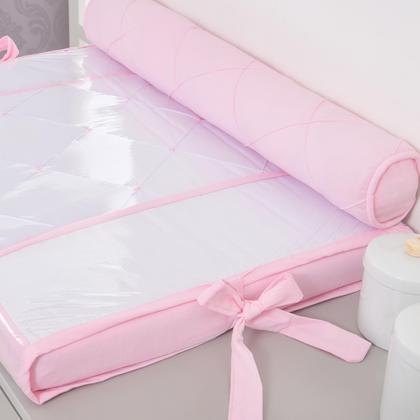 Imagem de Kit Trocador Reto Para Cômoda com Rolinho Rosa Bebe