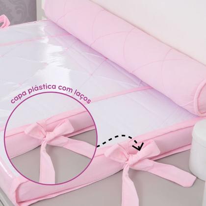 Imagem de Kit Trocador Reto Para Cômoda com Rolinho Rosa Bebe