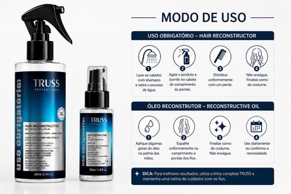 Imagem de Kit Truss Uso Obrigatório 260 ml Óleo Reconstrutor 30ml  Reconstrução e Brilho Imediato