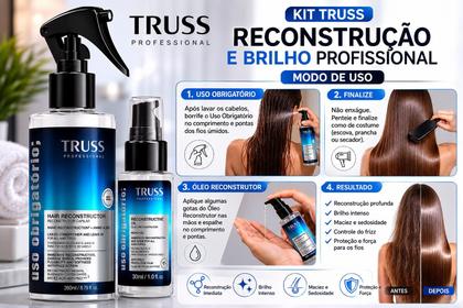 Imagem de Kit Truss Uso Obrigatório 260 ml Óleo Reconstrutor 30ml  Reconstrução e Brilho Imediato