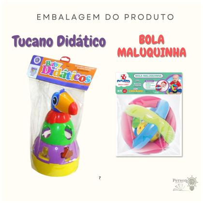 Imagem de Kit Tucano Empilhar Didático Bebê Criança + Bola Maluquinha Chocalho