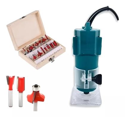 Imagem de Kit Tupia Laminadora 6mm 650w + Jogo De Fresas Tupia Com 15 Peças 220