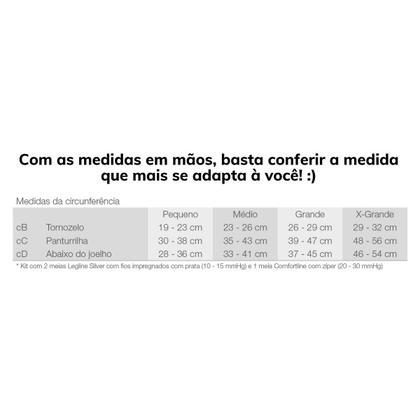 Imagem de Kit Úlcera Meia Compressiva Ulcer Comfort com Zíper 30-45mmHg AD 3/4 Panturrilha Curta Bege/Branco - Venosan