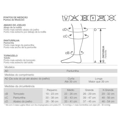 Imagem de Kit Úlcera Meia Compressiva Ulcer Comfort com Zíper 30-45mmHg AD 3/4 Panturrilha Curta Bege/Branco - Venosan