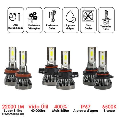 Imagem de Kit ultra led nano chevrolet prisma 2012/2020 22000 lúmens 6500k