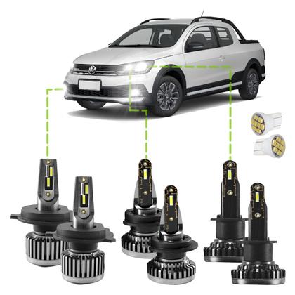 Imagem de Kit Ultra Led Vw Saveiro Cross G6/g7/g8 13-23 22000lm 6500k