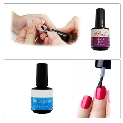 Imagem de Kit Unha Gel Acrigel Com Cabine e Lixa Bivolt Com Fibra de Vidro Vassourinha Iniciante Manicure Alongamento Unha