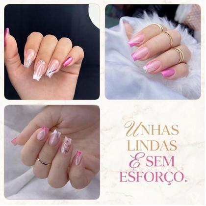 Imagem de Kit Unhas Posticas 100 Tips Curvatura C Gel Acrilico Porcelana Manicure Transparente