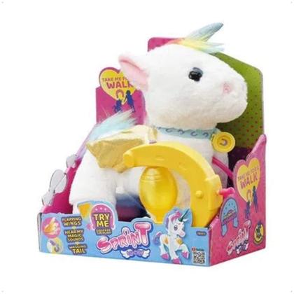KIT Unicórnio Pelúcia Walking Petz Com Coleira e Brinquedo Ovo