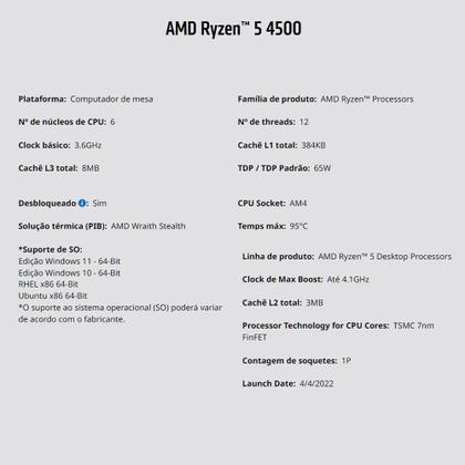 Imagem de Kit upgrade amd ryzen 5 4500, placa mãe a520m , 8gb ddr4, neologic - nli84047