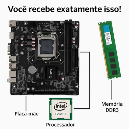 Imagem de Kit Upgrade COmputador PC Intel Core I3 Placa Mãe H61 8Gb Memoria Ram Home Office