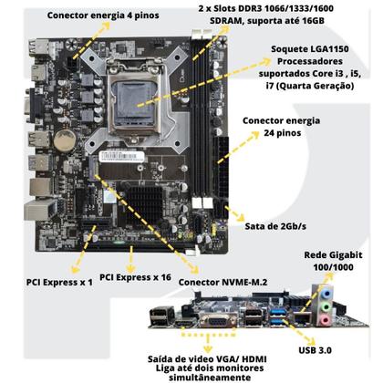 Imagem de Kit Upgrade Gamer Placa Mãe M2 Lga 1150 + I7 + 16gb Ddr3