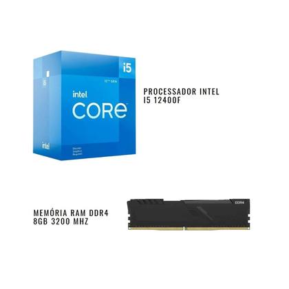 Imagem de Kit Upgrade Intel i5 12400F, Placa Mãe Asus Prime H610M-CS, Memória RAM 8GB 3200MHz DDR4