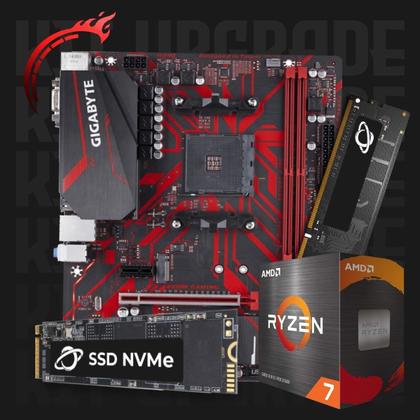 Imagem de Kit Upgrade Processador AMD Ryzen 7 5700X + Placa Mãe B450M + Memória 16GB DDR4 + 1TB SSD M.2