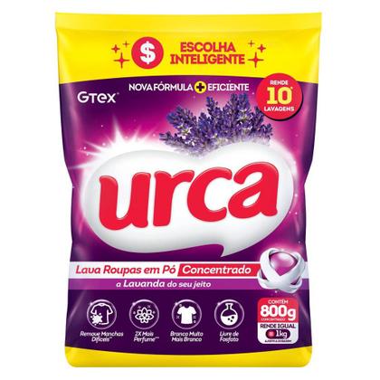 Imagem de Kit Urca Lavanda 1 Lava Roupas pó Concentrado 800g + 1 Amaciante Diluído 2l