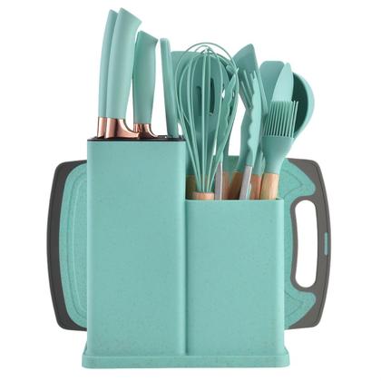 Imagem de Kit Utensílios Cozinha 19 Peças Completo Silicone E Madeira