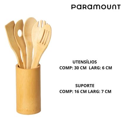 Imagem de Kit Utensílios De Bambú 6 Pçs 100% Bambú Natural Paramount